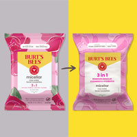 Thumbnail for Burt’s Bees Micellar Rose Water Facial Towelettes, 100% Plant Based Cloth; 99% Natural Origin; Remove Makeup, Cleanse, Hydrate; No Greasy, Oily Residue; All Skin Types (Pack May Vary)