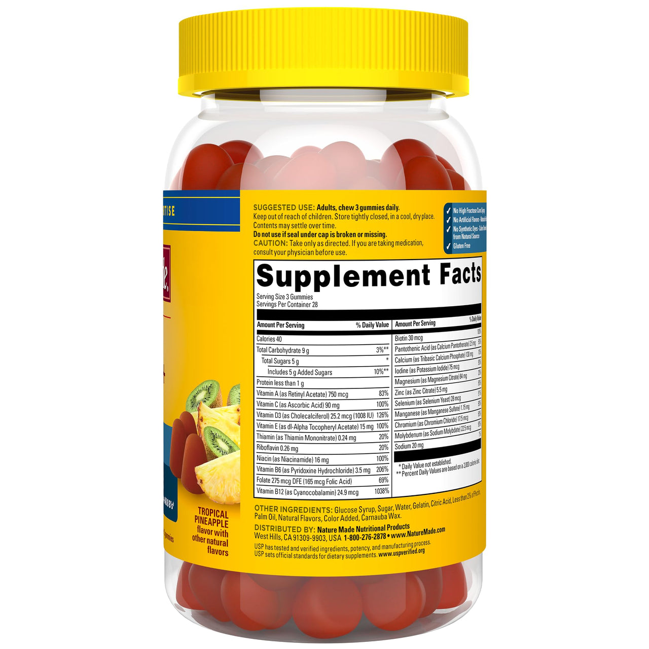 Nature Made Advanced Multivitamin Gummies 50 + for Him, Mens Multivitamins Gummies with Magnesium Citrate, Vitamin D3, Zinc, All 8 B Vitamins, 84 Multi Vitamins, 28 Day Supply