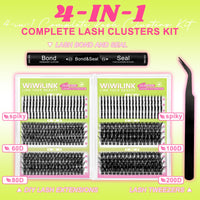 Thumbnail for Lash Clusters Kit with Spikes Lashes Clusters Wispy 60D+80D+100D+200D Manga Eyelash Clusters D Curl 456PCS Cluster Eyelash Extensions Volume 12-18mm Individual Anime Lashes Kit Bond&Seal by WiWiLINK