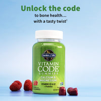 Thumbnail for Garden of Life Vitamin Code Calcium Magnesium Gummies with D3 & K2, Supports Bone Health & Bone Strength + Prebiotics & Probiotics for Digestive Support, Non-GMO, Gluten-Free, 60 Raspberry Gummies