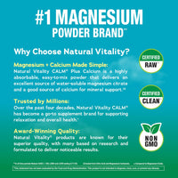 Thumbnail for Natural Vitality Calm Magnesium Plus Calcium 8oz Powder | Raspberry Lemon Flavored Premium Balanced Drink Mix | Non-GMO & Gluten Free Supplement