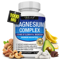 Thumbnail for Magnesium Complex Supplement 8 Elemental 1000mg - Magnesium Glycinate, Citrate, Malate, Taurate, Chelated for Easy Absorption for Bones, Muscle, Recovery, Energy, Vegan Non-GMO 90 Capsules