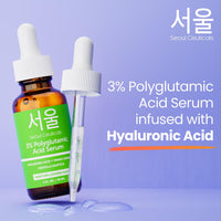Thumbnail for SeoulCeuticals Organic Polyglutamic Acid Serum - Korean Skin Care + Hyaluronic Acid + Centella Asiatica - K Beauty Anti Aging - Healthy Glowing Skin 1oz