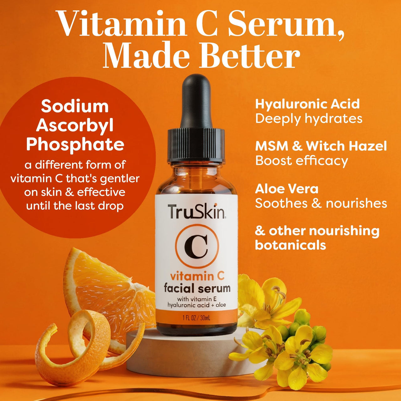 TruSkin Vitamin C Serum for Face – Anti Aging Face Serum with Hyaluronic Acid & Vitamin E – Brightening Formula for Improving Appearance of Dark Spots, Fine Lines & Wrinkles – All Skin Types, 2 Fl Oz