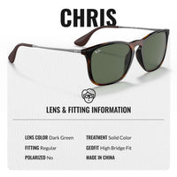 Thumbnail for Ray-Ban RB4187 CHRIS Square Shaped Non-Polarized Sunglasses for Men – Includes Official RAYBAN Eyewear Kit – Ideal Formal & Casual Wear Sunglasses – Dark Green Lens