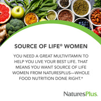 Thumbnail for NaturesPlus Source of Life Women - 60 Tablets - Multivitamin & Mineral Supplement - with Iron, Calcium, Folate & Lutein - Gluten Free, Vegetarian - 30 Servings