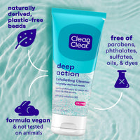 Thumbnail for Clean & Clear Deep Action Exfoliating Facial Cleanser, Scrub & Face Wash, Pro-Vitamin B5, Lactic & Glycolic Acids, Oil-Free Gentle Daily Exfoliator for Soft, Smooth, Hydrated Skin, Vegan, 7 Fl Oz Tube