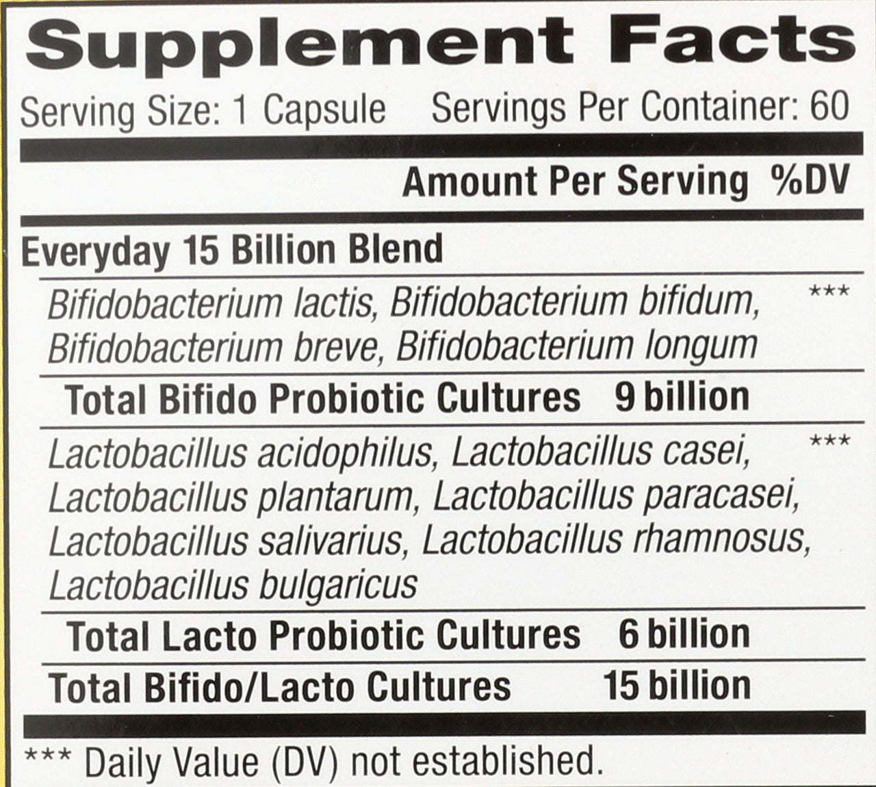 Renew Life Everyday Probiotic Capsules, Daily Supplement Supports Urinary, Digestive and Immune Health, L. Rhamnosus GG, Dairy, Soy and gluten-free, 15 Billion CFU, 60 Count