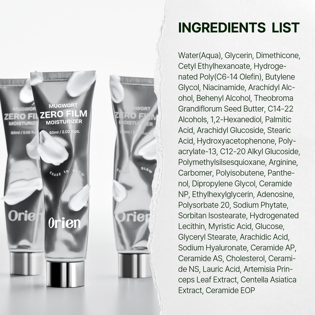 Orien Mugwort Zero Film Moisturizer 60ml Niacinamide 2% panthenol glycerin adenosine