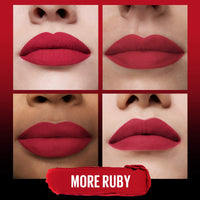 Thumbnail for Maybelline Color Sensational Ultimatte Matte Lipstick, Non-Drying, Intense Color Pigment, More Ruby, Ruby Red, 1 Count