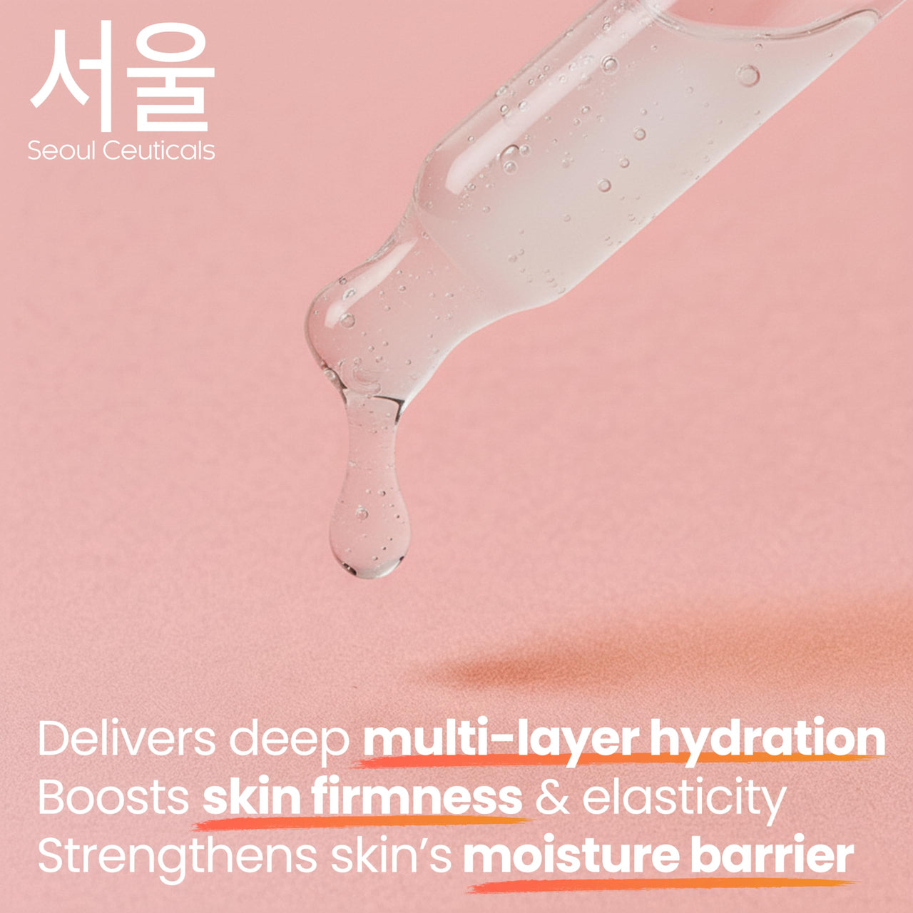 SeoulCeuticals Korean Hyaluronic Acid Serum For Face - High Molecular Weight & Low Molecular Weight Hyaluronic Acid - Centella Serum + Propolis. 1oz