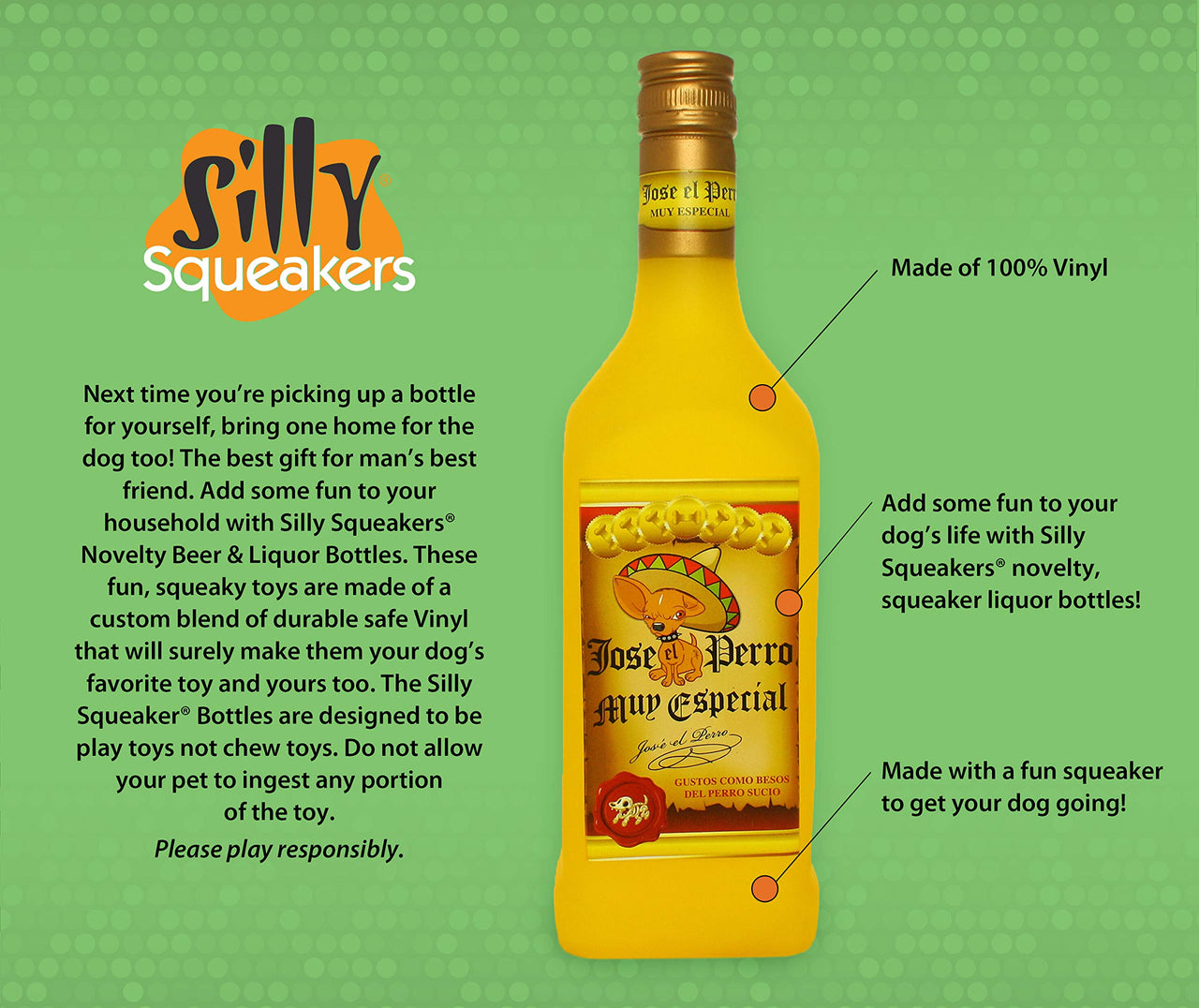 SILLY SQUEAKERS - Beer Bottles - Dog Toy - 100% Vinyl. Made Durable & Strong. Novelty Play Toy. Many Bottles to Choose from and They Float (Cataroma, Single)