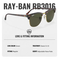 Thumbnail for Ray-Ban RB3016 Clubmaster Classic Square Shape Sunglasses With Eyewear Kit Bundle - High Bridge Fit - Ideal Formal and Casual Wear Square Sunglasses