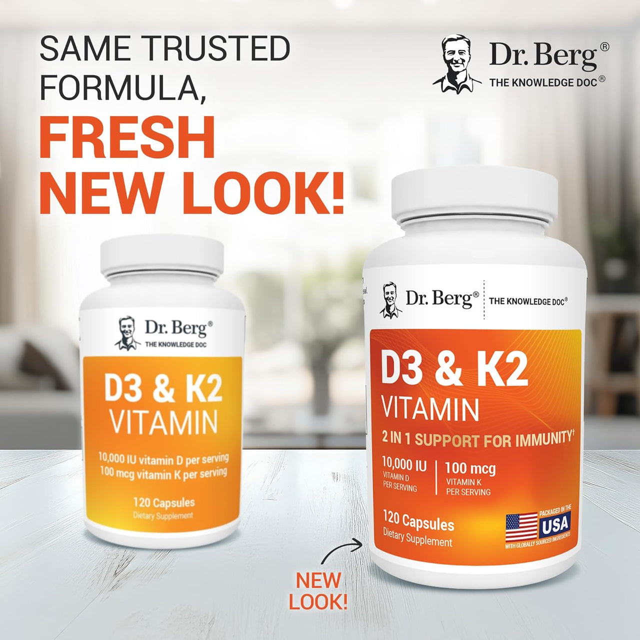 Dr. Berg Vitamin D3 K2 w/MCT Powder - Includes 10,000 IU of Vitamin D3, 100 mcg MK7 Vitamin K2, Purified Bile Salts, Zinc & Magnesium for Ultimate Absorption - K2 D3 Vitamin Supplement - 120 Capsule