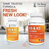 Thumbnail for Dr. Berg Vitamin D3 K2 w/MCT Powder - Includes 10,000 IU of Vitamin D3, 100 mcg MK7 Vitamin K2, Purified Bile Salts, Zinc & Magnesium for Ultimate Absorption - K2 D3 Vitamin Supplement - 120 Capsule