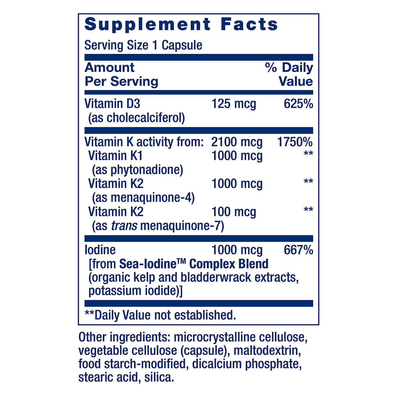 Life Extension Vitamins D and K with Sea-Iodine, vitamin D3, vitamin K1 and K2, iodine, supports immune, bone, arterial and thyroid health, non-GMO, gluten-free, 60 capsules