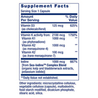 Thumbnail for Life Extension Vitamins D and K with Sea-Iodine, vitamin D3, vitamin K1 and K2, iodine, supports immune, bone, arterial and thyroid health, non-GMO, gluten-free, 60 capsules