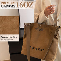 Thumbnail for Large Tote Bag for Women, Canvas Bag Women Gift, Fashion Crossbody 16oz Cotton Bag, Large Capacity Shoulder Bag