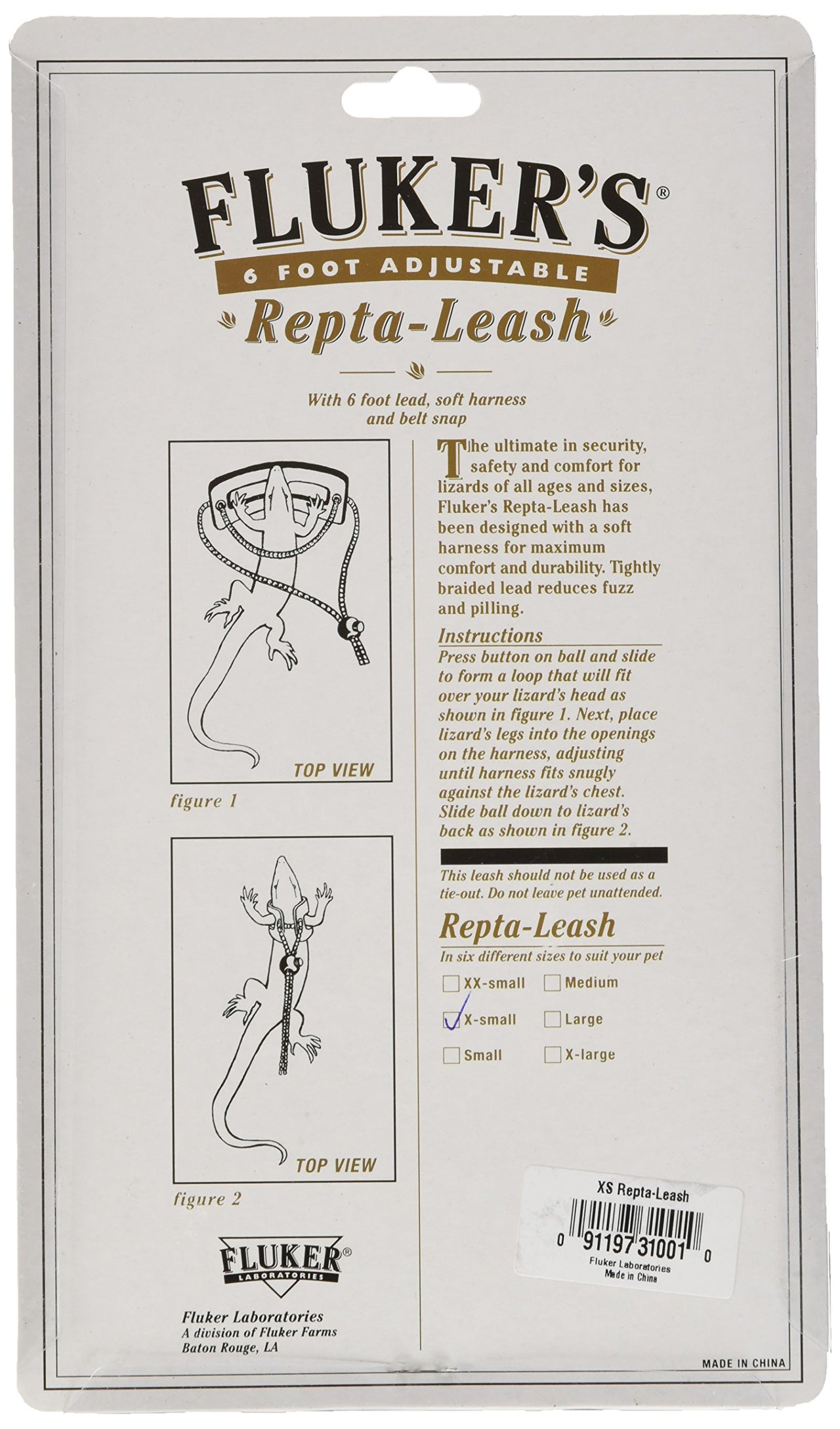 Fluker's Repta Leash for Reptile, X-Small