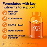 Thumbnail for One A Day Multivitamin for Women Daily Essentials, Vitamins for Women to Support Hair, Skin & Nails, Immune Health, Woman Multivitamin with Zinc, Folic Acid & B Vitamins, 150 Count