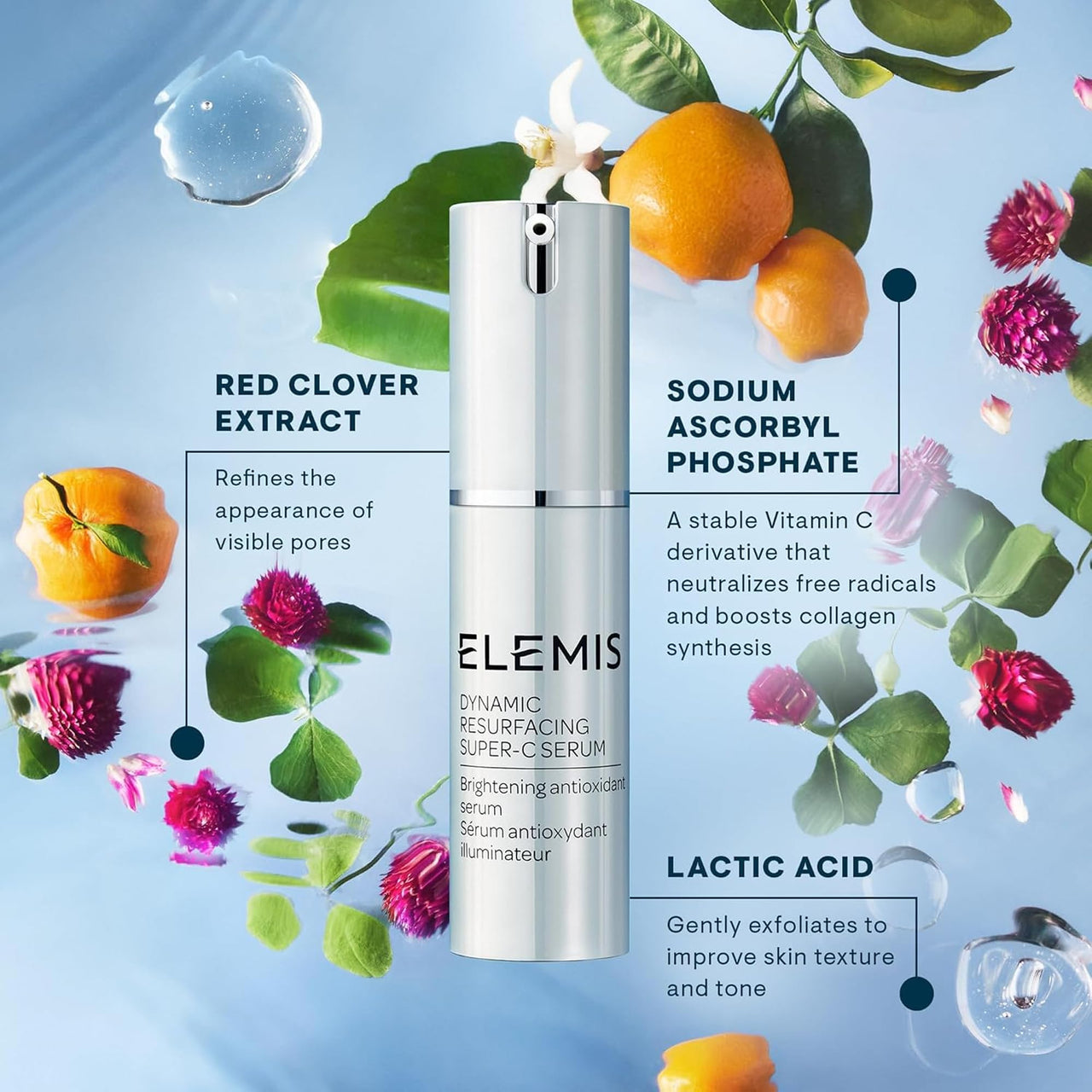 ELEMIS Dynamic Resurfacing Super-C Serum, Daily Anti-Aging Antioxidant Serum Brightens, Refines, and Illuminates Dull Skin with Vitamin C, 30 mL