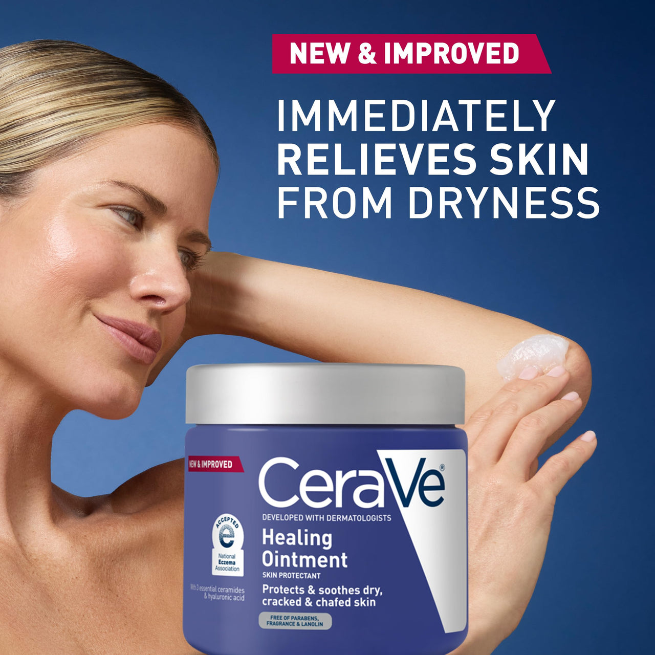 CeraVe Healing Ointment, Hydrating Skin Protectant With Petrolatum, Hyaluronic Acid & Ceramides, Face & Body Skin Barrier Repair For Cracked, Chafed, Dry Skin, Fragrance Free & Lanolin Free, 12 Oz