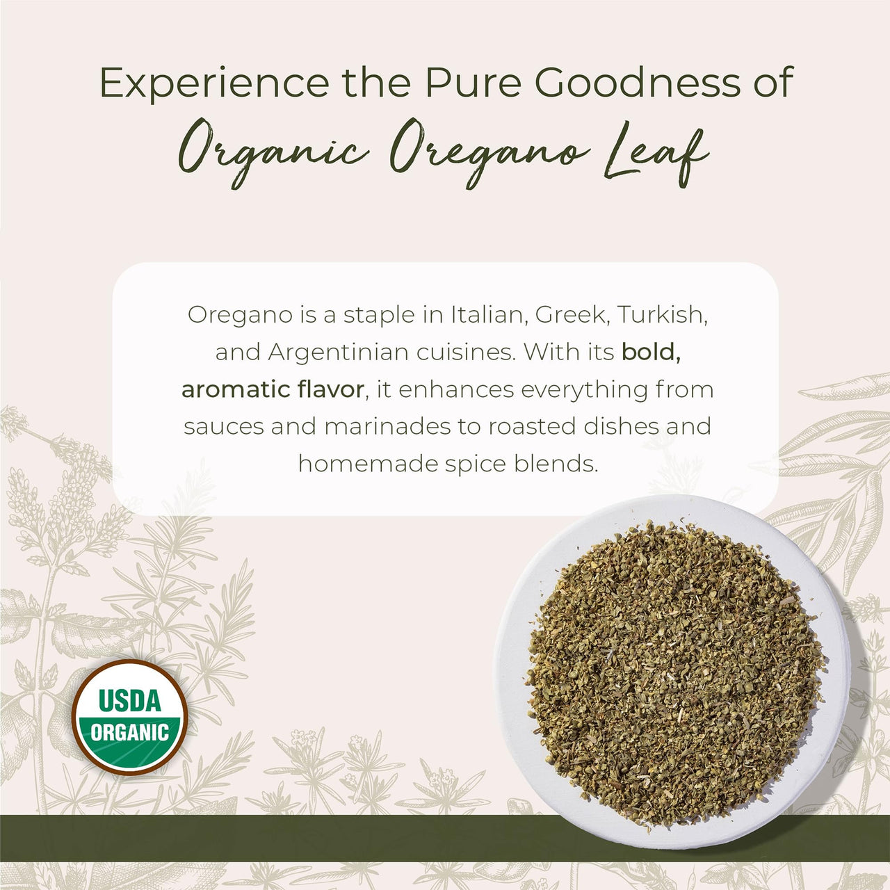 Starwest Botanicals Organic Oregano Dried Leaf - Seasoning Herb for Cooking, Use for Pizza Dishes, Greek, Italian, or Mexican Food, Non-GMO - Bulk 1 lb Bag
