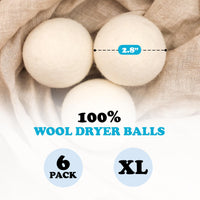 Thumbnail for Smart Sheep Wool Dryer Balls - 6-Pack - XL Premium Natural Fabric Softener Award-Winning - Wool Balls Replaces Dryer Sheets - Wool Balls for Dryer - Laundry Balls for Dryer