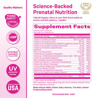 Thumbnail for Pink Stork Total Prenatal Vitamins with DHA, Folate, Iron, Choline, and Vitamin B12 - Prenatals for Women to Support Fetal Development, Pregnancy Essentials, Berry Essence, 60 Capsules, 1 Month Supply