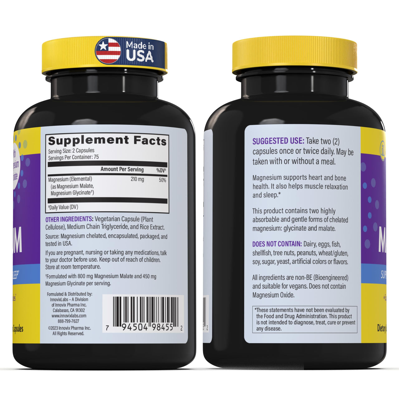 Magnesium & D3 Bundle: InnovixLabs Advanced Magnesium (150 Time-Release Capsules) and InnovixLabs Vitamin D3 +K2 Supplement (60 Softgels). Optimal Calcium Absorption, Supports Bone and Immune Health.*