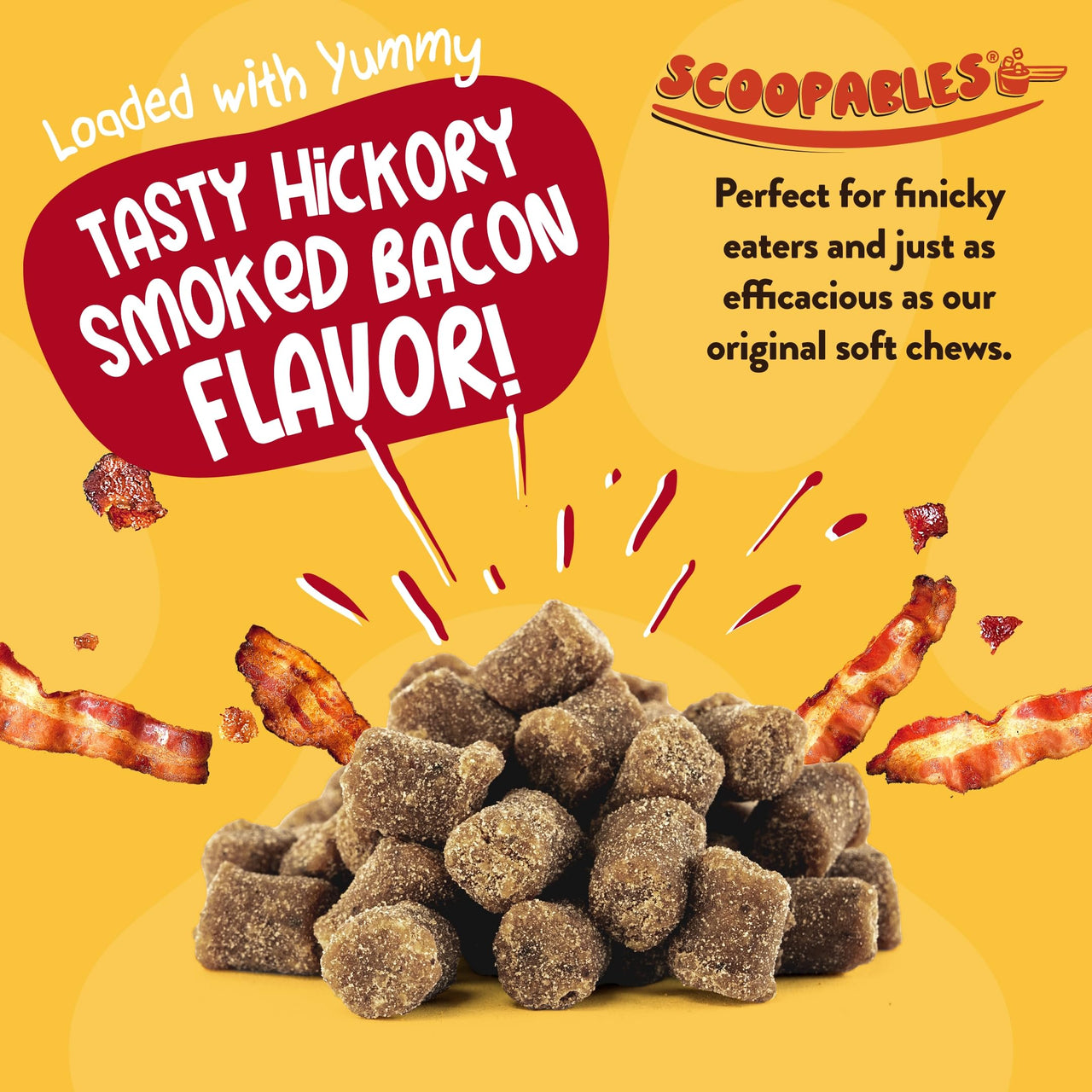 NaturVet Scoopables Advanced Probiotics for Dogs - Chewable Dog Probiotics & Digestive Enzymes - Support a Healthy Gut for Your Pet - Hickory Smoked Bacon Flavor | 11oz Bag