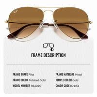 Thumbnail for Ray-Ban RB3025 Classic Gradient Aviator Shape Sunglasses With Eyewear Kit Bundle - Adjustable Nose Pads - Ideal Formal and Casual Wear Retro Sunglasses