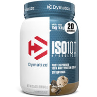 Thumbnail for Dymatize ISO100 Whey Protein Powder Isolate, Cookies & Cream, 25g of Protein, 5.5g BCAAs, Less Than 120 Cal., Gluten Free, 1g Fat, 1g Sugar, 2g Carb (20 Servings)
