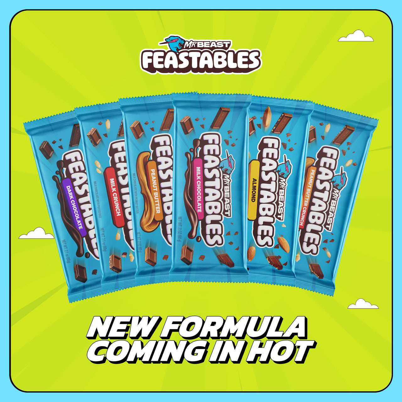 MrBeast Feastables Dark Chocolate with Sea Salt Bar, King Size, 10 Count, Sweet & Salty Chocolate Candy, Fairtrade Cocoa, 2.1oz Each