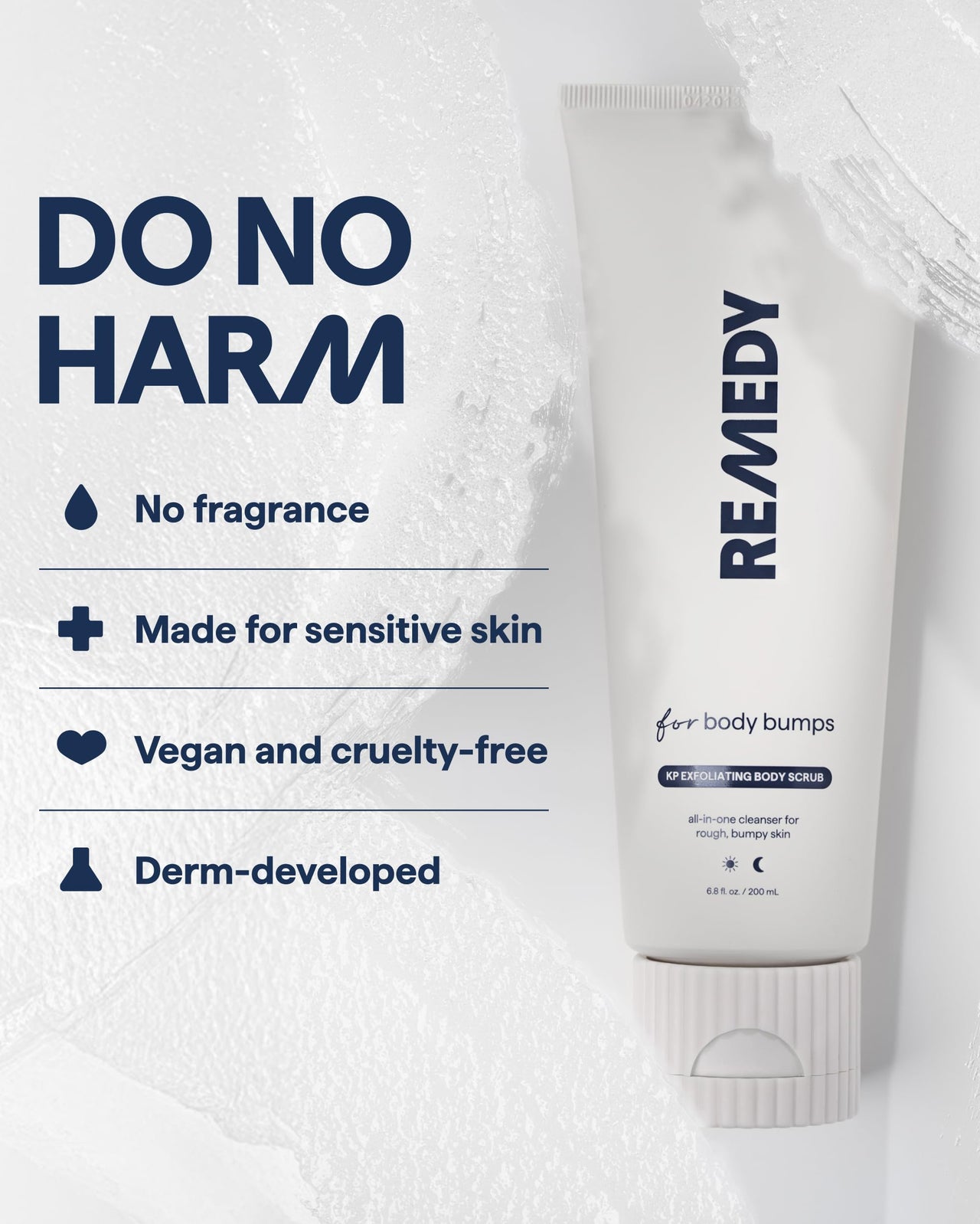 Remedy KP Exfoliating Body Scrub | Keratosis Pilaris and Chicken Skin Treatment with Fine Sugar, Glycolic Acid, Lactic Acid and Squalane | Exfoliating Scrub | By Dermatologist Dr. Shah, 6.8 fl oz
