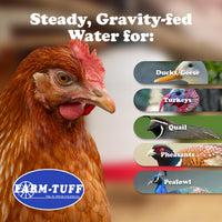Thumbnail for FARM-TUFF Hanging Chicken Waterer, 5 Gallon Capacity - Plastic Poultry Fountain with Top Fill Design - Automatic Water Dispenser for Chickens, Ducks, Turkeys & Game Birds
