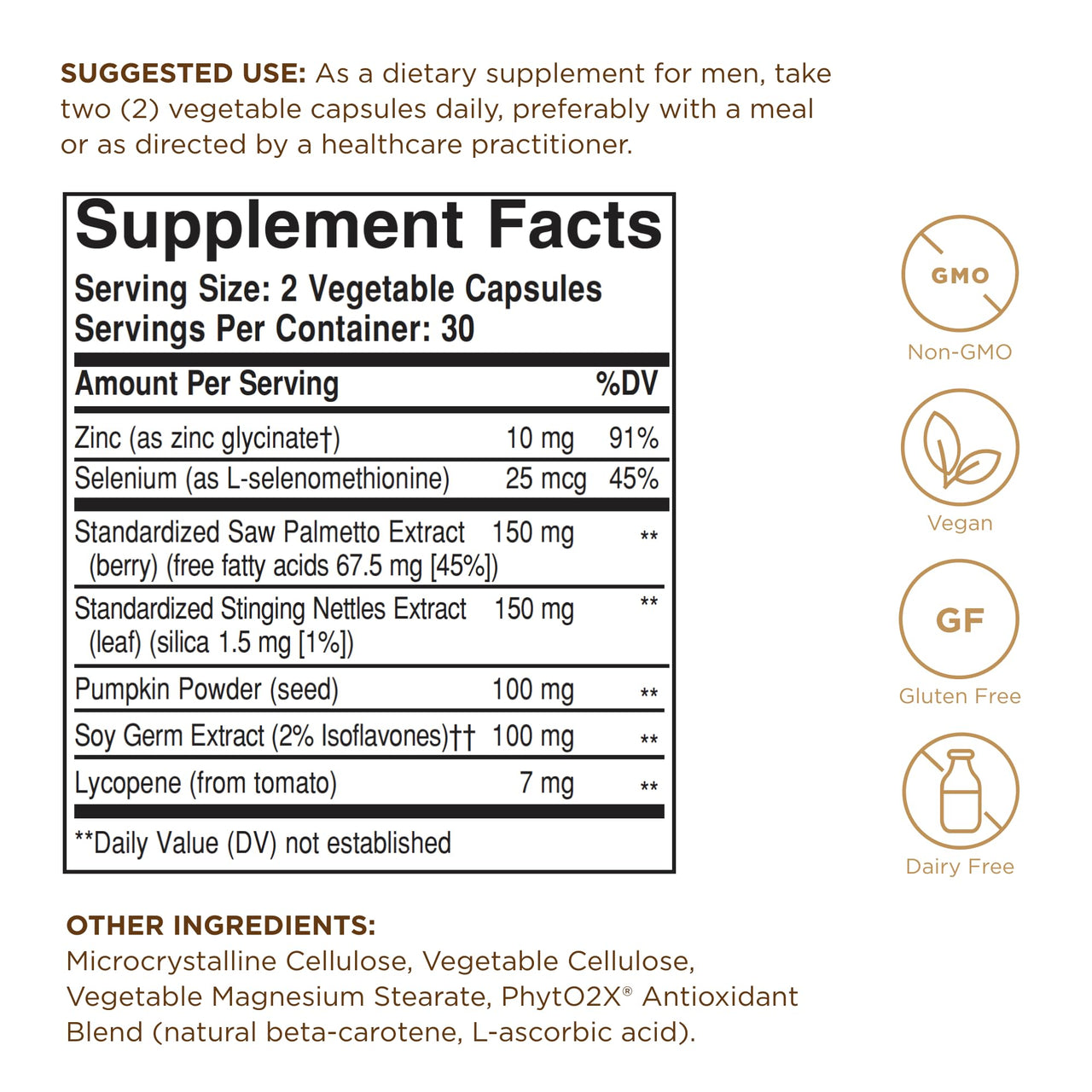 Solgar Prostate Support - 60 Vegetable Capsules - Non-GMO, Vegan, Gluten Free & Dairy Free - 30 Servings