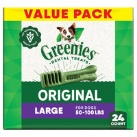 Thumbnail for Greenies Veterinarian-Recommended Natural Dental Dog Treats, Large Size, Original Flavor, 36 oz. Pack, 24 Count