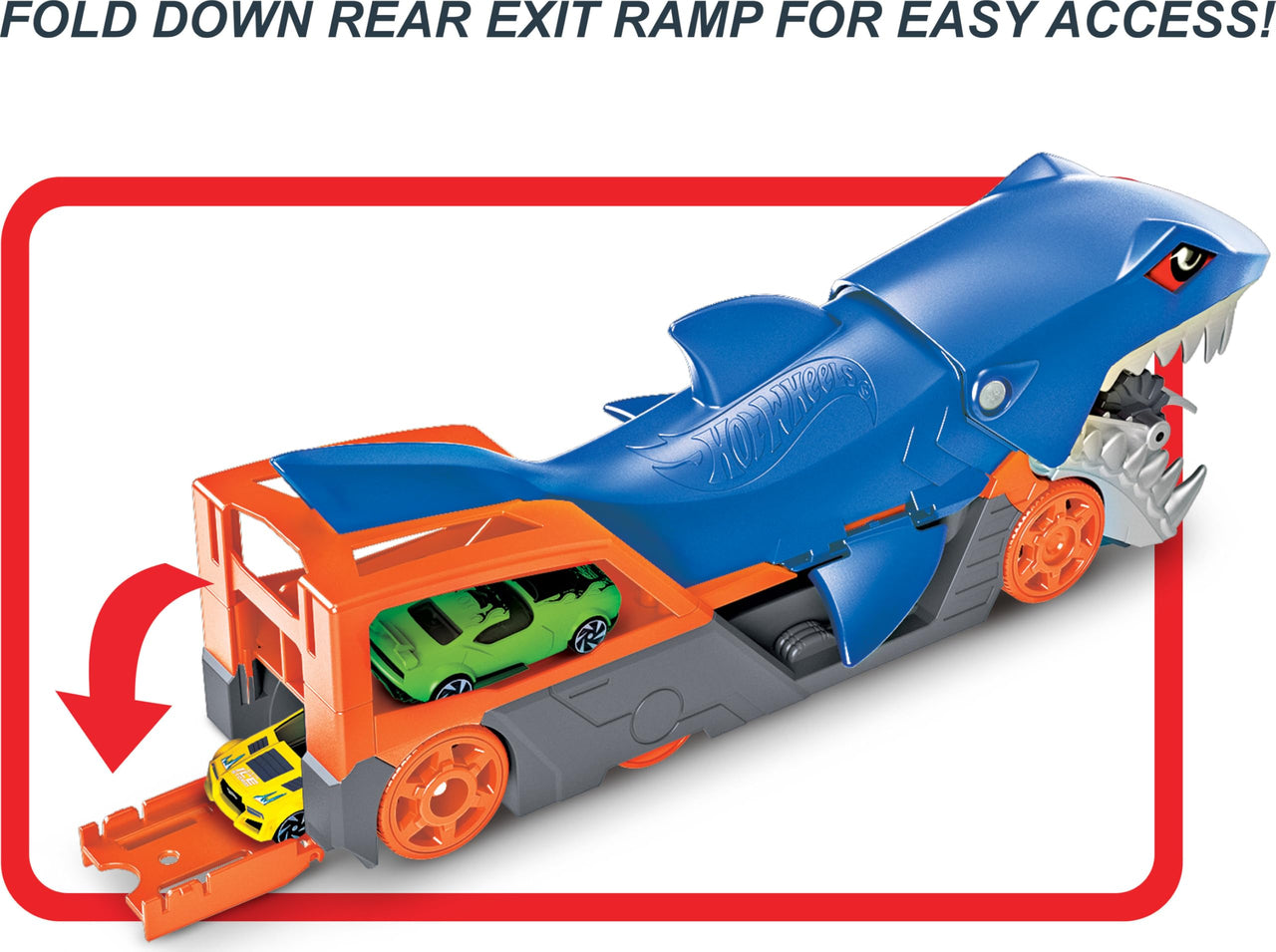 Hot Wheels Shark Chomp Transporter & Includes 1:64 Vehicle