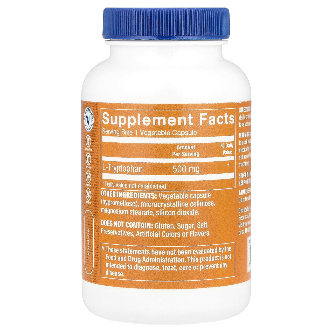 The Vitamin Shoppe L-Tryptophan 500MG, Supports Relaxation, Positive Mood & Sleep (120 Veggie Capsules)