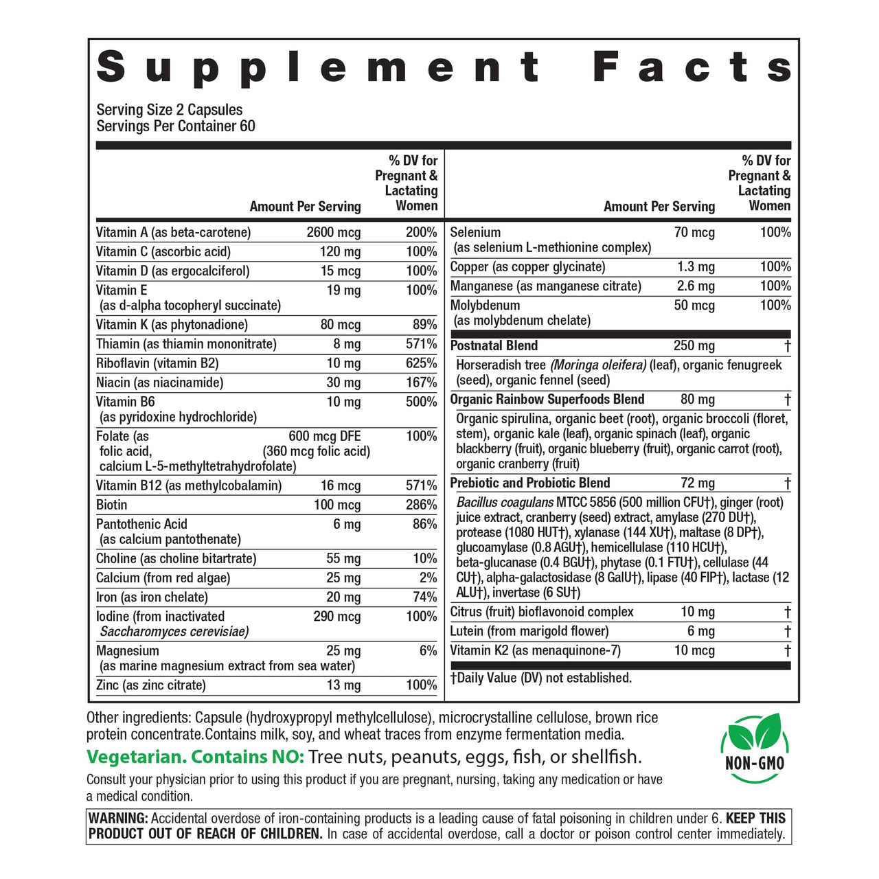 Rainbow Light Postnatal Multivitamin for Women | 120 Capsules | Supports Mom’s Health & Baby’s Development Plus Immune Health with Vitamin C and Zinc | Superfoods Blend & Probiotics