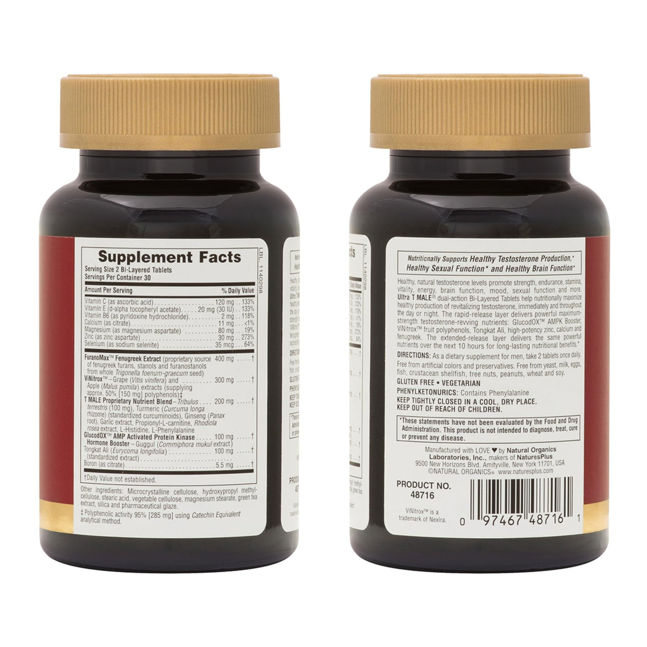 Nature's Plus Ultra T-Male E/R Bi-Layer Tablets, 60 Count