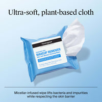 Thumbnail for Neutrogena Fragrance-Free Makeup Remover Wipes, Daily Ultra-Soft Micellar Cleansing Wipes Gently Remove Oil & Waterproof Makeup, Hypoallergenic, Made with Plant-Based Cloth, 25 ct