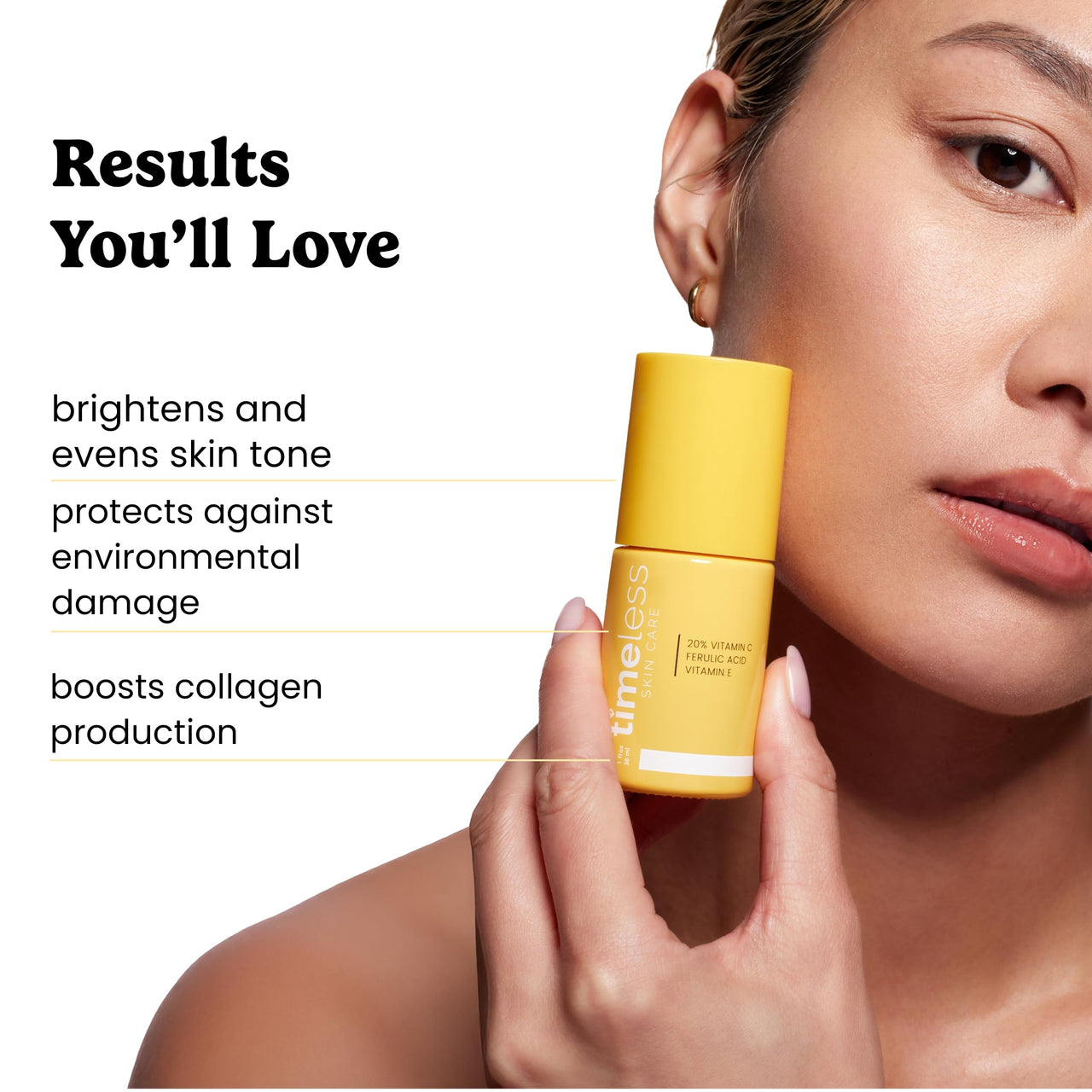 Timeless Skin Care Vitamin C Serum with Vitamin E & Ferulic Acid - Brightening Serum - for Oily & Dry Skin - Fragrance-Free - 1 oz