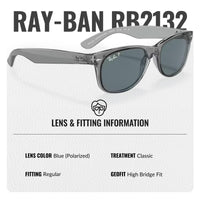 Thumbnail for Ray-Ban RB2132 NEW WAYFARER Classic Polarized Square Shape Sunglasses With Eyewear Kit Bundle - High Bridge Fit - Casual Wear Square Sunglasses