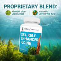 Thumbnail for Dr. Berg Sea Kelp Enhanced Iodine - 200 mcg of Premium Iodine - Seaweed Blend Includes Klamath Blue-Green Algae & Sea Kelp - 90 Capsules