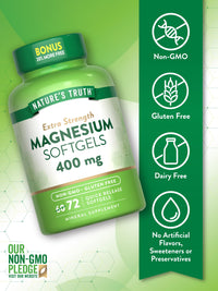 Thumbnail for Nature's Truth Magnesium | 400mg | 72 Softgels | Value Size | Extra Strength | from Magnesium Oxide | Non-GMO and Gluten Free Supplement
