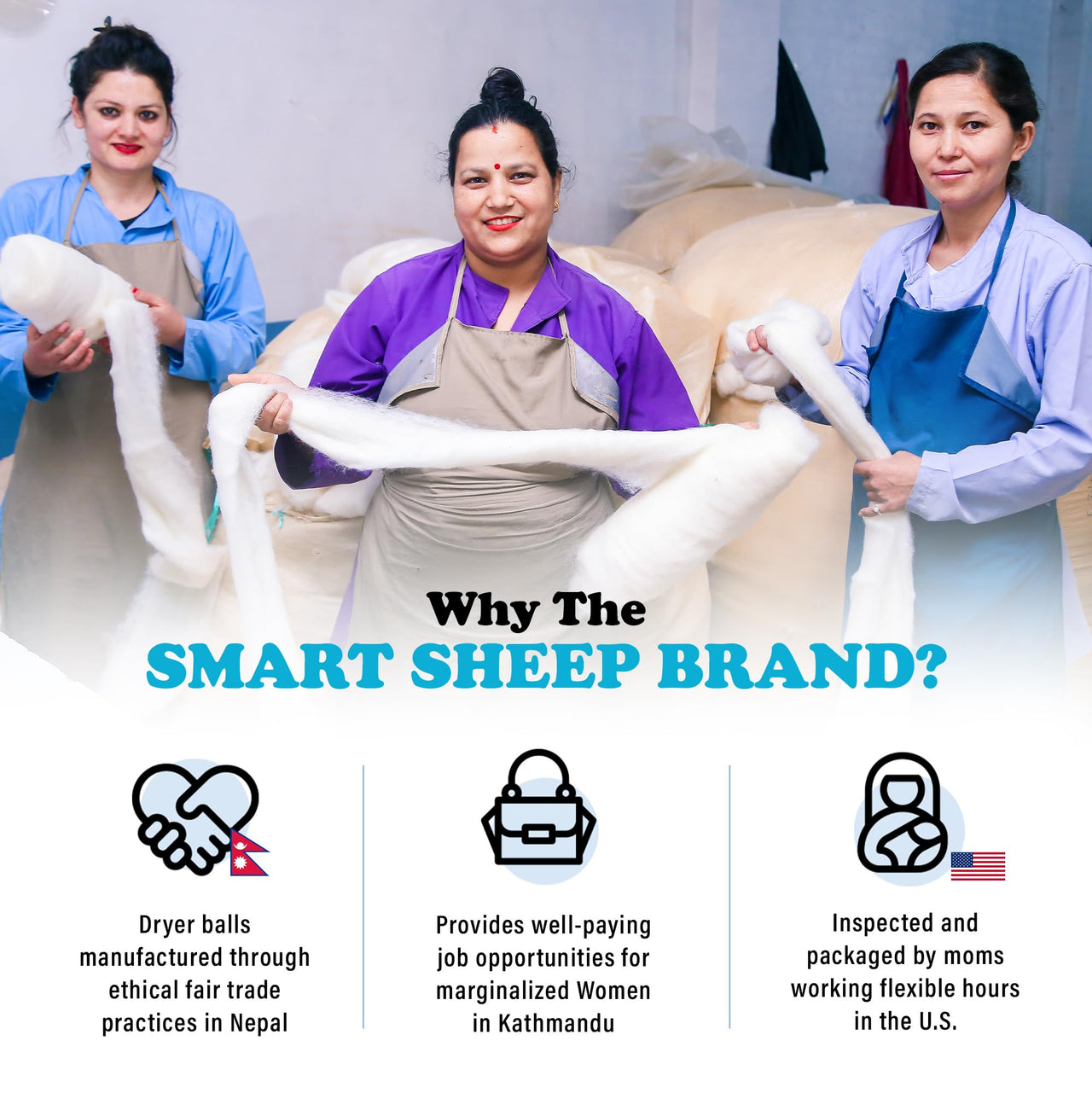 Smart Sheep Wool Dryer Balls - 6-Pack - XL Premium Natural Fabric Softener Award-Winning - Wool Balls Replaces Dryer Sheets - Wool Balls for Dryer - Laundry Balls for Dryer