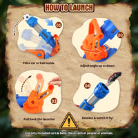 Thumbnail for LUCKFUTURE Dinosaur Truck Toy, Blue Triceratops with Projectile Launcher - Shoots Vehicles, Dino Toy Truck with Storage for Children 3-7
