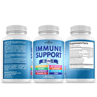 Thumbnail for NEW AGE 8 in 1 Immune Support Booster Supplement with Echinacea, Vitamin C and Zinc 50mg, Vitamin D 5000 IU, Turmeric Curcumin & Ginger, B6, Elderberry 120 Count (Pack of 2)